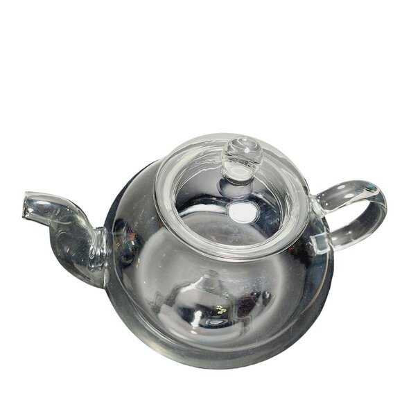 Delicate vintage Clear Glass Teapot and lid 4 Cup Capacity Spout Guard - Picture 2 of 7